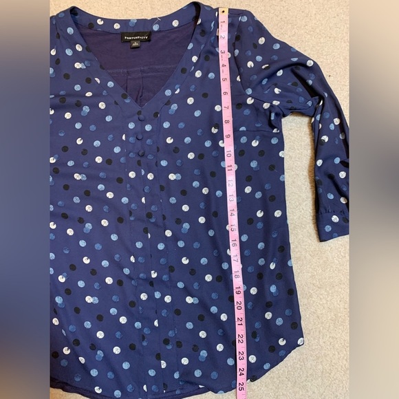 NWOT Fortune & Ivy Polka Dot Boho Blouse Top V-Neck 3/4 Tie Sleeves Women Medium - Picture 3 of 8